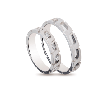 Βέρες Σετ Λευκόχρυσες Λουστράτες με Χαράγματα και Ζιργκόν MASCHIO FEMMINA TMF-72 - themelidisjewels